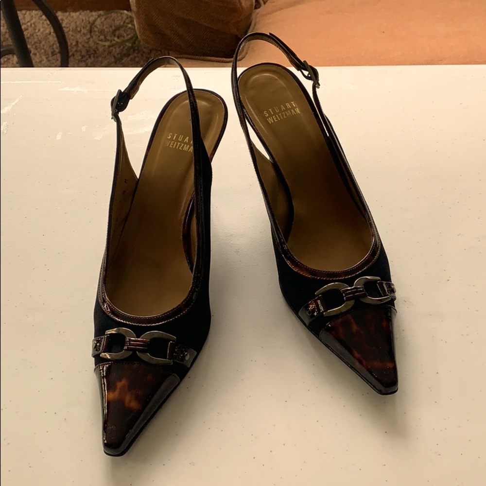 Stuart Weitzman Tortise/Black slingback pumps